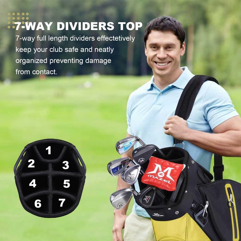 MAZEL Golf Cart Bag with 7-Way Full Length Dividers Top and 9 Pockets,Lightweight Golf Club Bag for Men & Women - Image 3